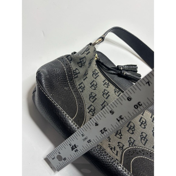 Dooney & Bourke Black Signature Jacquard & Leather Shoulder Bag Pink Lining Y2K - Picture 4 of 8